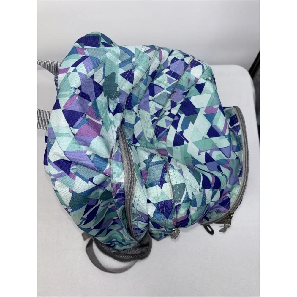 LL Bean Kids Deluxe Book Pack 37L Weatherproof Periwinkle Sky Chevron Backpack